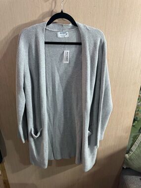 Old Navy Light Gray Open-Front Ribbed Cardigan Size Large NWT